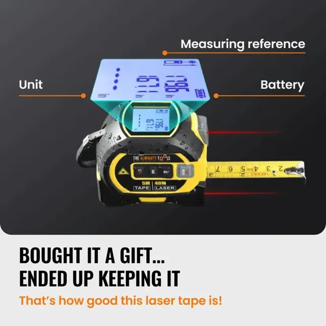 THE ALMIGHTY RULER — The Almighty Ruler 3-in-1 laser tape measure, view 2